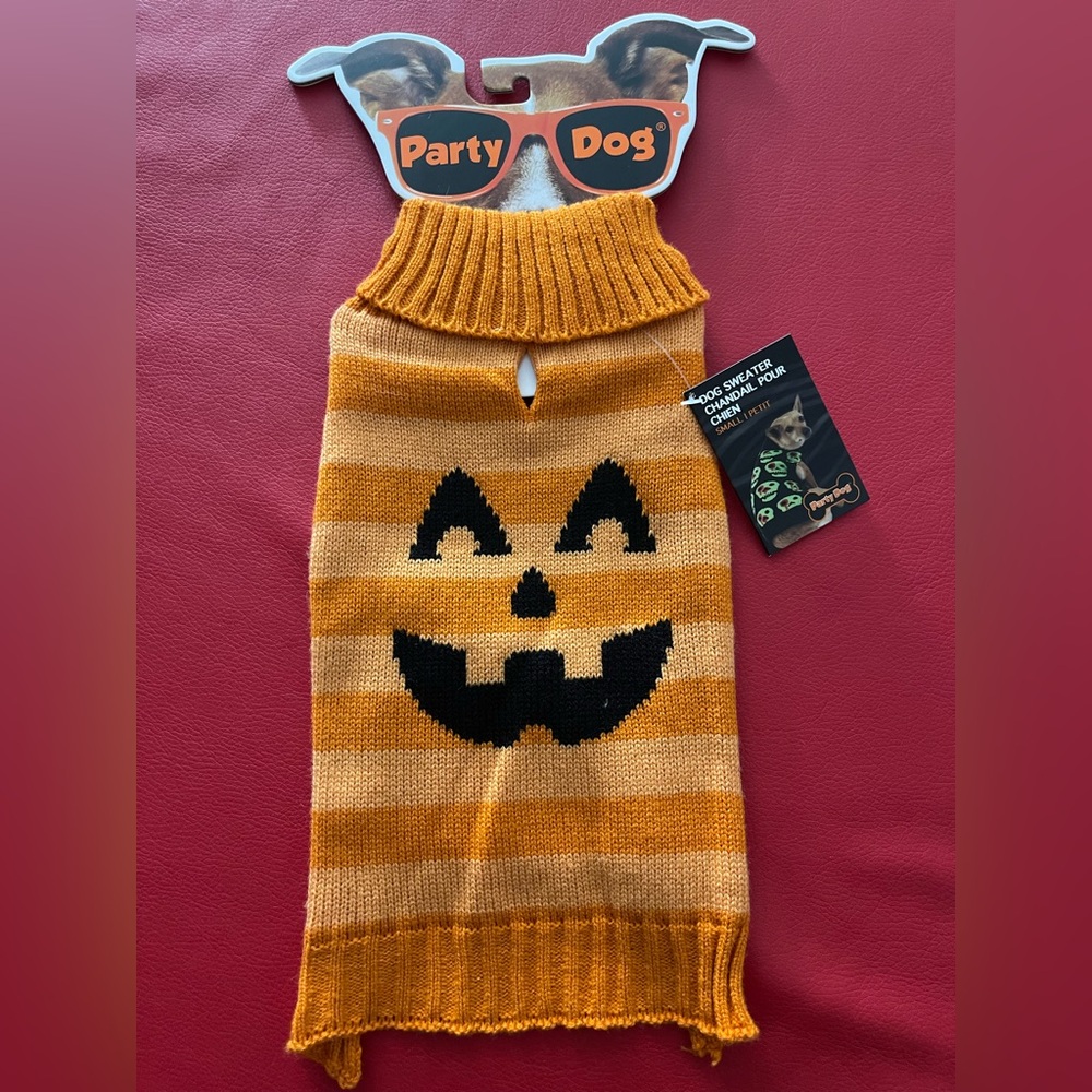Dog sweater Halloween pumpkin size S,M,L